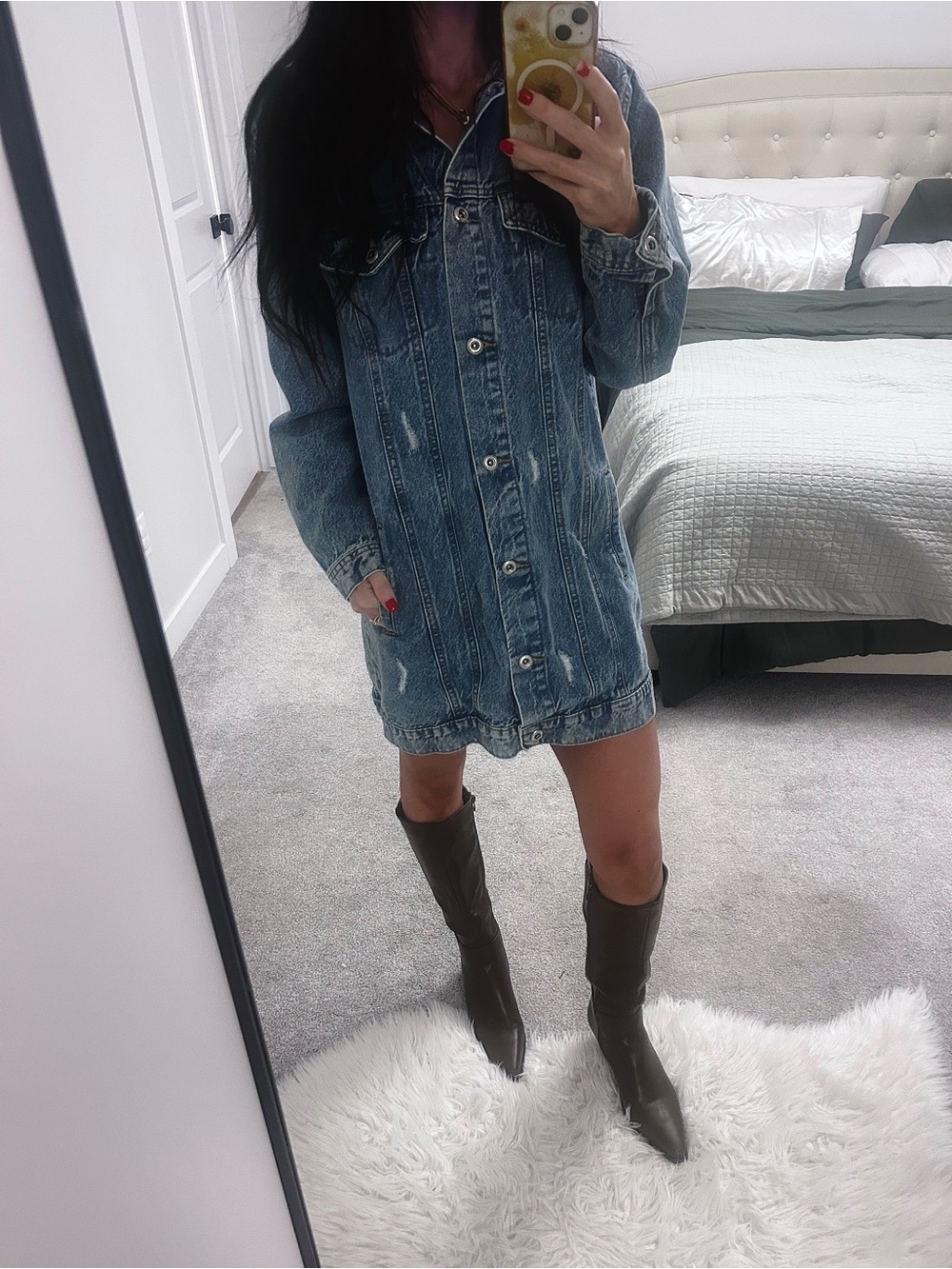 Distressed Blue Denim Mini Dress